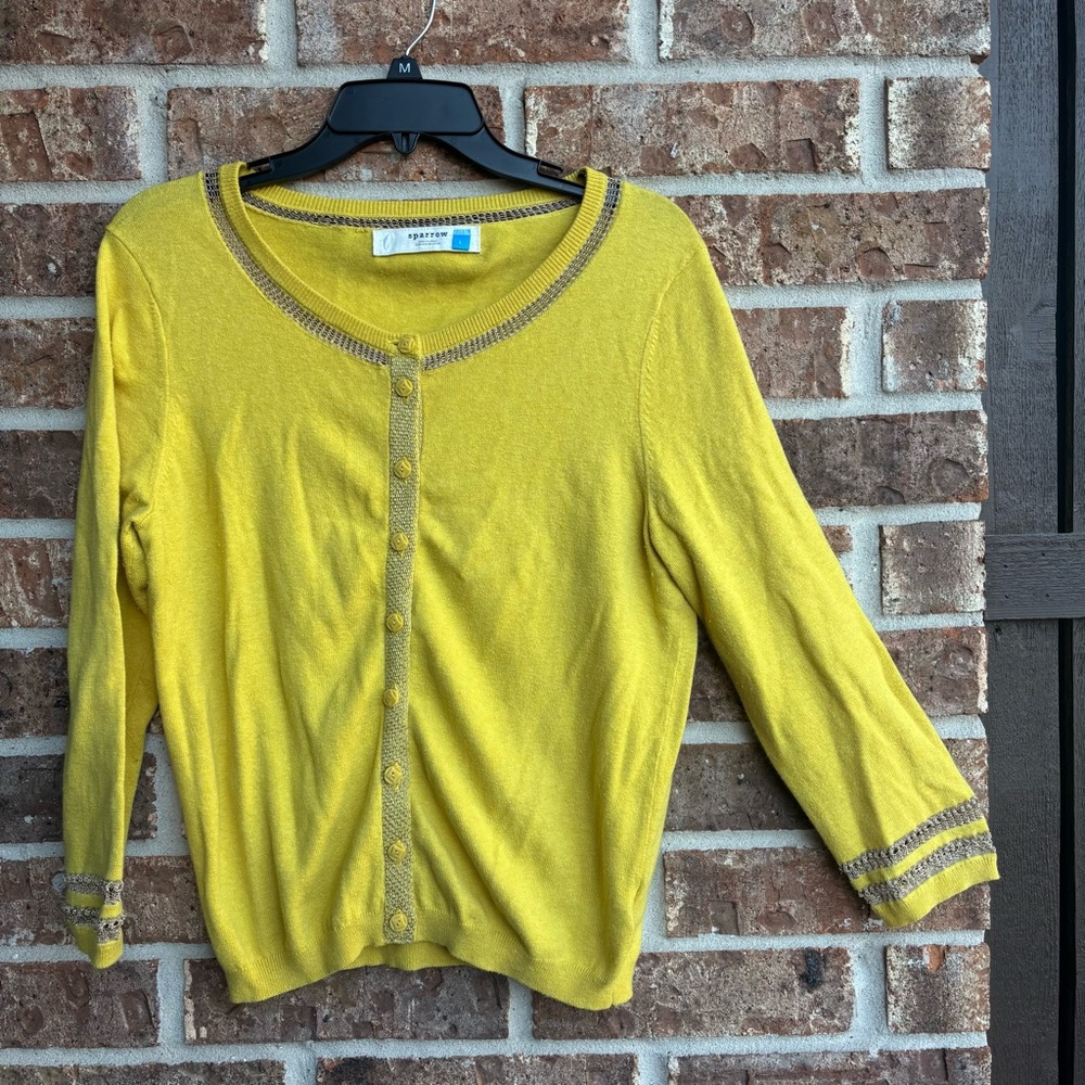 Sparrow mustard Yellow Button-Up Cardigan crochet details